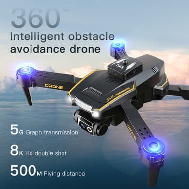 Drone med foldedesign, lys, dobbelt kamera, undgåelse af forhindringer Grå