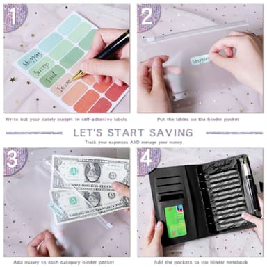 INF A6 Budget Planner Binder – 6 Huller Loose Leaf Notebook med 8 Binder Lommer Sort