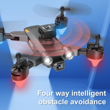 Drone med foldbart design, dobbelt kamera, undgåelse af forhindringer Sort