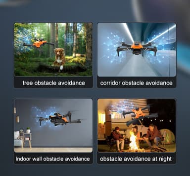 Drone foldbar, med sensorer mod forhindringer Sort