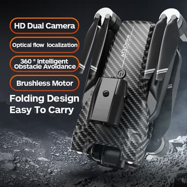 Drone med foldedesign, 360° undgåelse af forhindringer, WiFi-kamera Sort