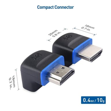 Cable Matters vinklet HDMI-adapter 8K60Hz 4K120Hz HDR 2-pak