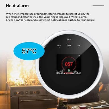 INF Smart Wifi gasdetektor med farvedisplay