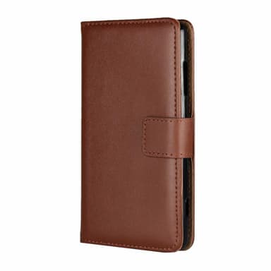 SKALO iPhone 14 Plus Flip Cover m. Pung i Ægte Læder - Brun