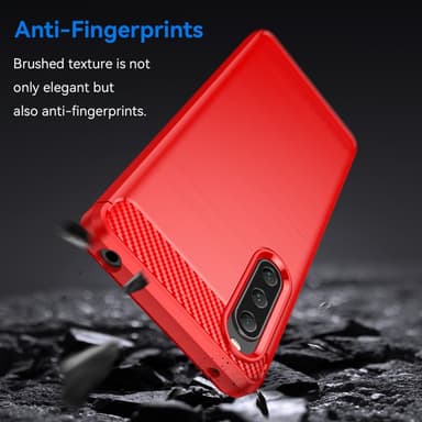 SKALO Sony Xperia 10 V Armor Carbon Stødsikker TPU-cover - Rød