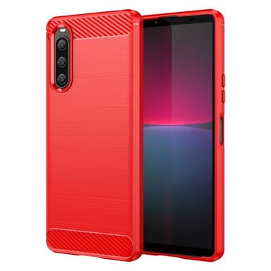 SKALO Sony Xperia 10 V Armor Carbon Stødsikker TPU-cover - Rød