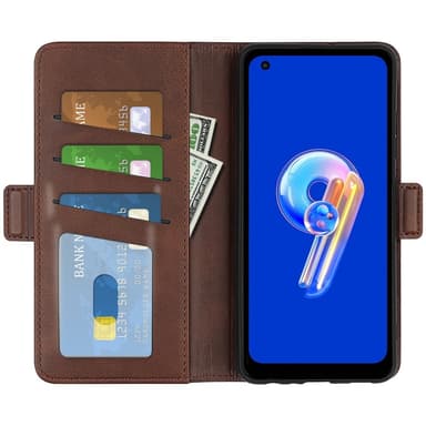 SKALO Asus Zenfone 9 5G Premium Wallet Flip Cover - Brun