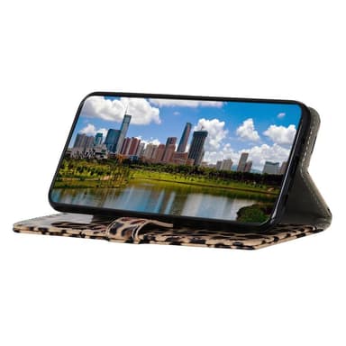 SKALO Samsung A22 4G Leopardmønstret pungetui i PU-læder