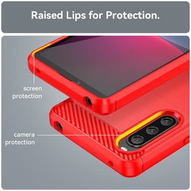 SKALO Sony Xperia 10 V Armor Carbon Stødsikker TPU-cover - Rød