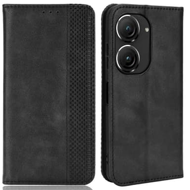 SKALO Asus Zenfone 9 5G Premium Pungetui med prægning - Sort