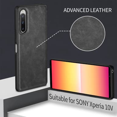 SKALO Sony Xperia 10 V PU-læder Hybrid Cover - Sort