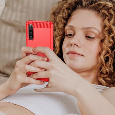 SKALO Sony Xperia 10 V Armor Carbon Stødsikker TPU-cover - Rød