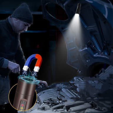 INF Mini lommelygte 90 grader bærbar magnetisk IPX5 vandtæt Sort