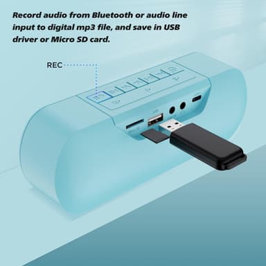 Bærbar Bluetooth-lyddigitizer og -højttaler, optag og afspil 12W stereolyd med line-in, USB-flashdrev og TF-kortunderstøttelse