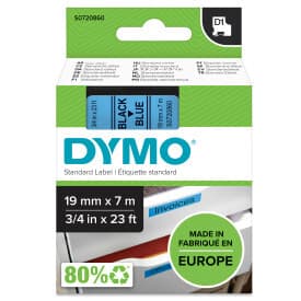 DYMO D1, markeringstape, 19mm, sort tekst på blå tape, 7m - 45806