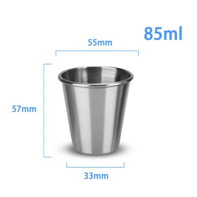 5x Stabelbare drikkekrus i rustfrit stål (85 ml)