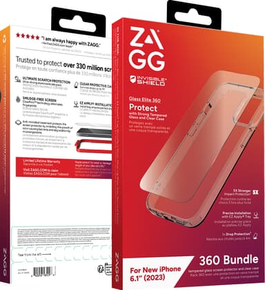 Zagg iPhone 15 Glass Elite 360 etui og skærmbeskytter (gennemsigtig)