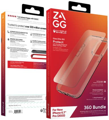 Zagg iPhone 15 Pro Max Glass Elite 360 etui og skærmbeskytter (gennemsigtig)