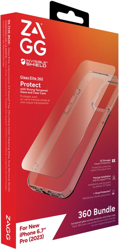 Zagg iPhone 15 Pro Max Glass Elite 360 etui og skærmbeskytter (gennemsigtig)