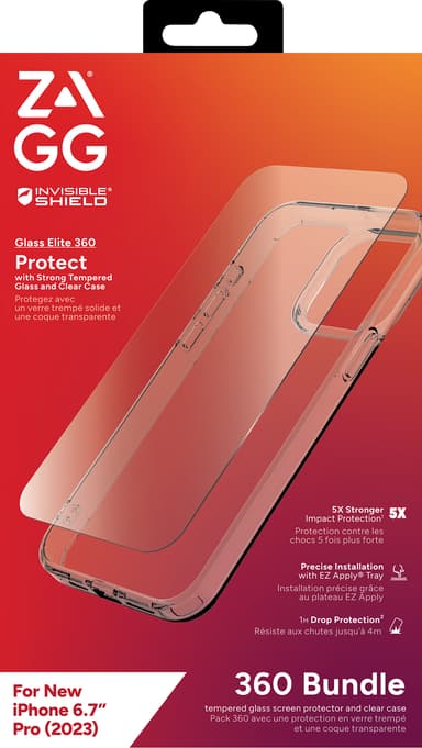 Zagg iPhone 15 Pro Max Glass Elite 360 etui og skærmbeskytter (gennemsigtig)
