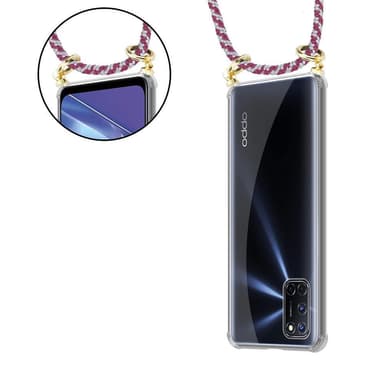Oppo A92 Etui Cover Kæde (Rød)