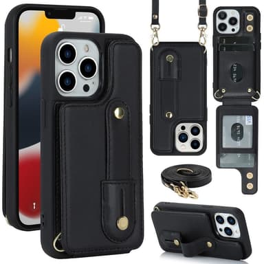Ristede feudale overdrive SKALO iPhone 15 Pro PU-læder Cover med Pung - Sort | Elgiganten