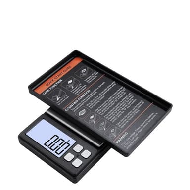 Bærbar digital vægt, juvelervægt, præcisionsvægt, guldvægt 1000g/0,1g Sort