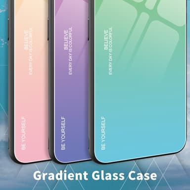 SKALO iPhone 15 Plus Gradient Hærdet glas TPU Cover - Grøn-Turkis