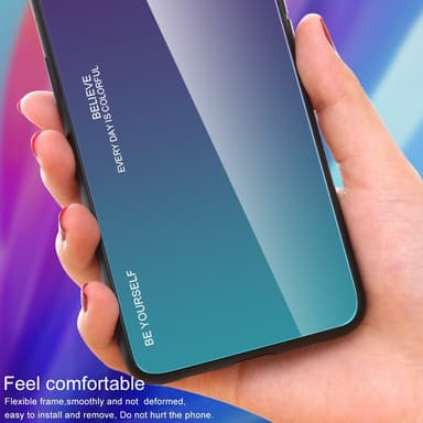 SKALO iPhone 15 Plus Gradient Hærdet glas TPU Cover - Grøn-Turkis