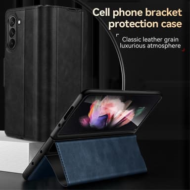 SKALO Samsung Z Fold5 SULADA PU-læder Fold Cover - Sort