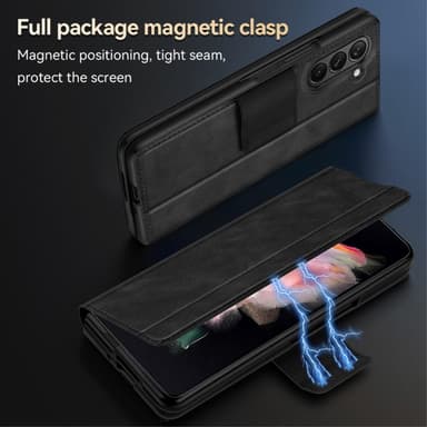SKALO Samsung Z Fold5 SULADA PU-læder Fold Cover - Sort