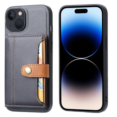 SKALO iPhone 15 PU-læder Cover med Pung - Sort