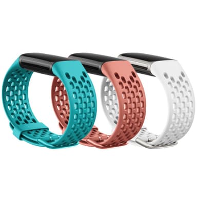 Fitbit Charge 5 armbånd sports 3-pak koral / hvid | Elgiganten
