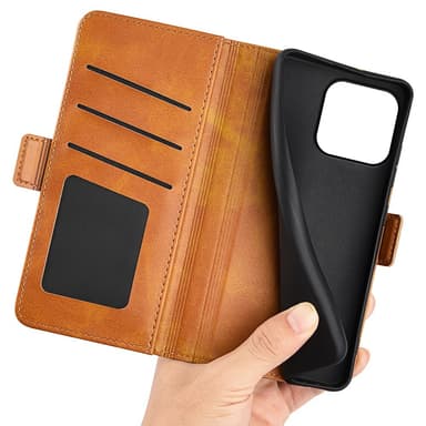 SKALO iPhone 15 Plus Premium Wallet Flip Cover - Lys brun