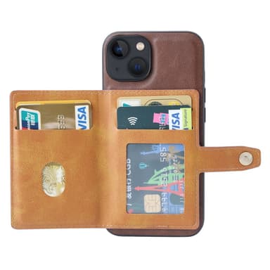 SKALO iPhone 15 PU-læder Cover med Pung - Sort