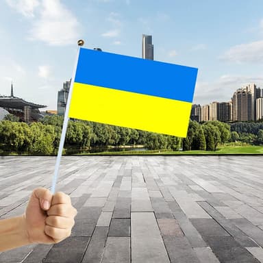 Håndholdt ukrainsk flag 14 × 21 cm polyester Blå / Gul