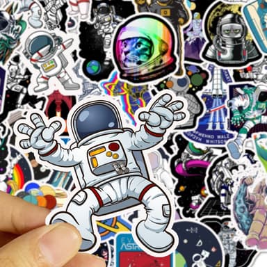 Klistermærker Cartoon Astronaut Space Station 50-pak MultiColor