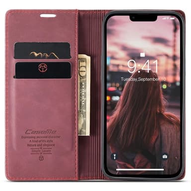 CASEME Retro tegnebog taske til iPhone 15 - rød