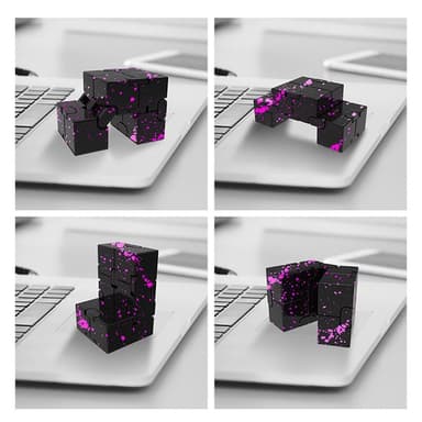 Fidget Toy Infinite Cube Stressaflastningsflipblok - sort-rose