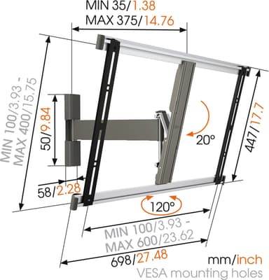 Vogels Thin 325 Turn (120) vægbeslag 40"-65"