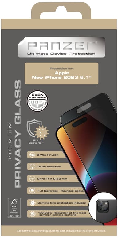 Panzer iPhone 15 Full-Fit Privacy skærmbeskytter