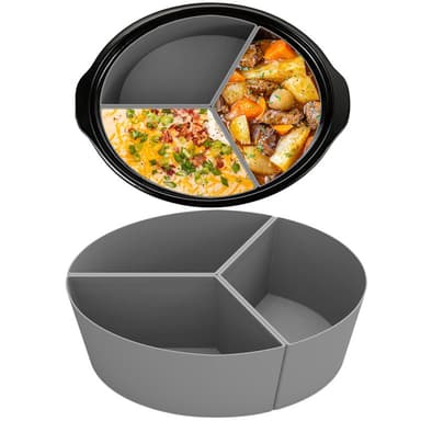 6QT Silikone Slow Cooker Liner 3 slots Grå