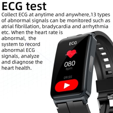 INF Smartwatch med EKG/HRV-puls, blodsukker, sportstilstande Sort