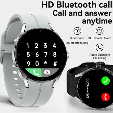 Smartwatch med EKG-hjerteovervågning/Bluetooth-kald/blodsukkermåling Hvid