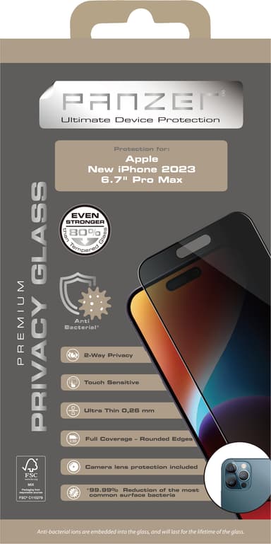 Panzer iPhone 15 Pro Max Full-Fit Privacy skærmbeskytter