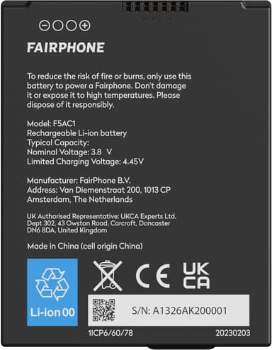 Fairphone 5 batteri til mobiltelefon