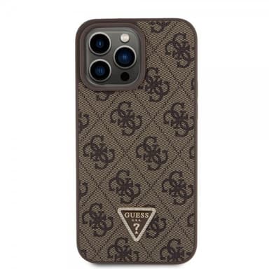 Guess iPhone 15 Pro Max Cover 4G Metal Triangle Strass Brun