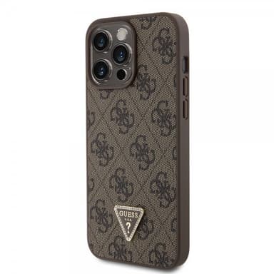 Guess iPhone 15 Pro Max Cover 4G Metal Triangle Strass Brun