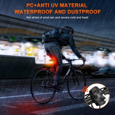 INF Cykelbaglygte med blink, bremselys og cykelalarm 110 dB Sort