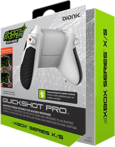 Bionik Quickshot Pro Xbox Series X/S controller håndtag (sort/hvid)